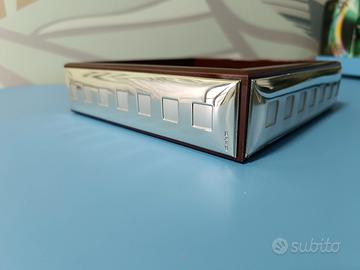 Svuotatasche /portaoggetti in legno e argento 