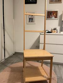 Porta asciugamani in bambù per bagno con ripiano