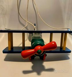 Lampadario legno colorato aereoplano