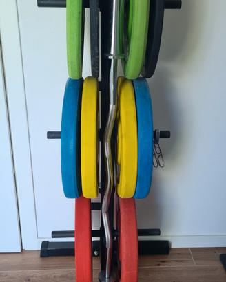 Pacco pesi con bilanciere olimpico ed EZ