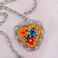 collana ciondolo vintage handemade micro mosaico 