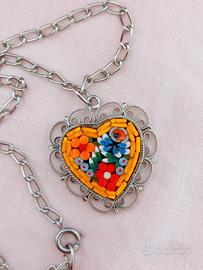 collana ciondolo vintage handemade micro mosaico 