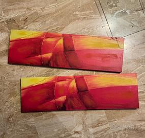 Dittico quadri moderni astratti su tela 80x25