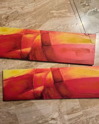Dittico quadri moderni astratti su tela 80x25
