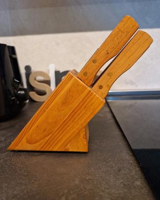 set coltelli da cucina con manico in legno 