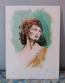 Quadro Alberto Sughi. Donna. Disegno D'Arte. '70.