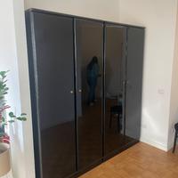 Set Armadi 3 Pezzi in Legno Laccato Nero Lucido