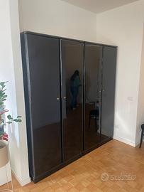 Set Armadi 3 Pezzi in Legno Laccato Nero Lucido