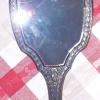 SPECCHIO TOILETTE ARGENTO E VETRO MOLATO FINE '800