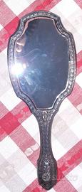 SPECCHIO TOILETTE ARGENTO E VETRO MOLATO FINE '800