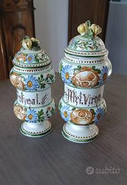 COPPIA VASI DA FARMACIA IN CERAMICA DECORATA