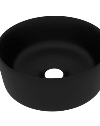 Lavandino Rotondo Nero Opaco 40x15 cm in Ceramica