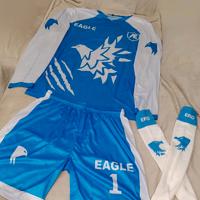 Kit sportivo da portiere bianco celeste. TG:L,M,S