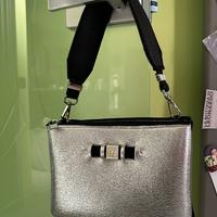Borsa in tessuto nero e argento