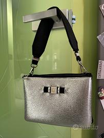Borsa in tessuto nero e argento