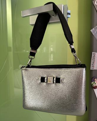 Borsa in tessuto nero e argento