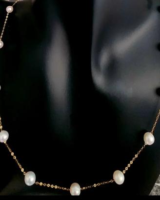 Collana oro 18kt con perle 