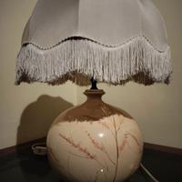 Lampada abatjour fiori ciliegio e paralume frangia