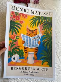 Poster stampa gatto buffo quadro bagno wc toilette