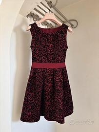 Vestito bordeaux con fantasia in velluto