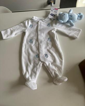 Tutina in ciniglia chicco con doudou