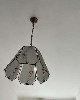 Lampadario vintage a sospensione in vetro