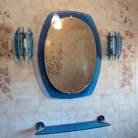 Specchio Bagno VECA originale anni '70 blu