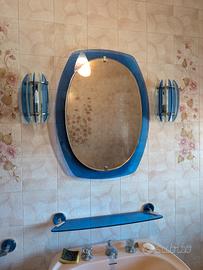 Specchio Bagno VECA originale anni '70 blu