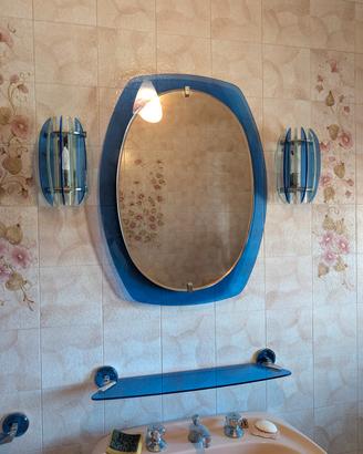 Specchio Bagno VECA originale anni '70 blu