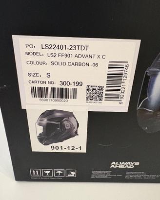 Casco ls2 advant x carbon solid taglia s
