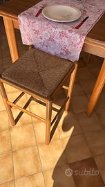 2 sgabelli 37x37 H60 rovere massello seduta paglia