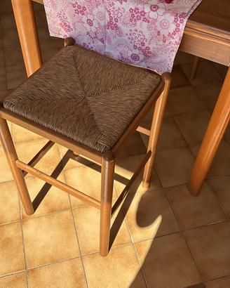2 sgabelli 37x37 H60 rovere massello seduta paglia