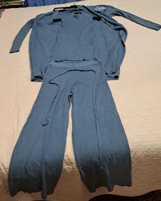 🧵 Completo coordinato 3 pezzi - Blu carta da zucc