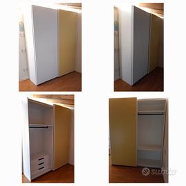  Armadio a due ante scorrevoli bianco/giallo