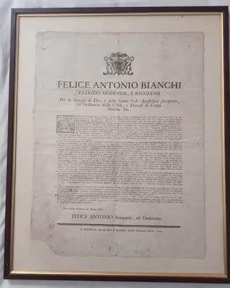 Bando Antico 1774 Carpi Felice Antonio Bianchi