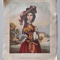 Antica Stampa Litografica - Costume da Caccia