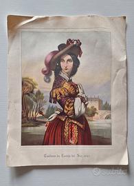 Antica Stampa Litografica - Costume da Caccia