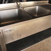 Lavandino inox doppia vasca+sgocciolatoio MBM