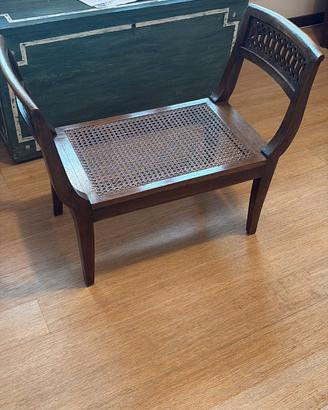 Panca scendiletto/poltroncina neoclassica in noce