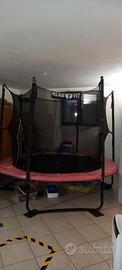 trampolino xl 2.5mt klarfit rosa  sempre al chiuso