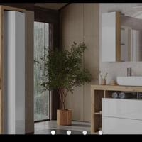 specchio con pensile a muro-bagno