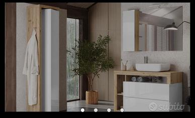 specchio con pensile a muro-bagno