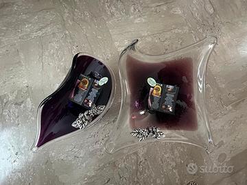 2 centrotavola artigianali in cristallo soffiato