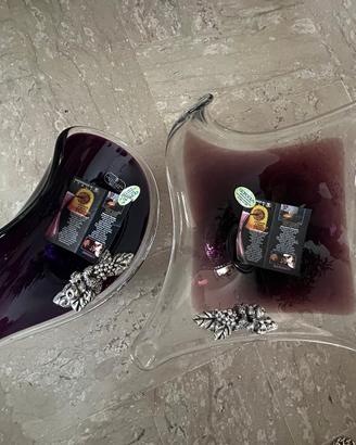 2 centrotavola artigianali in cristallo soffiato