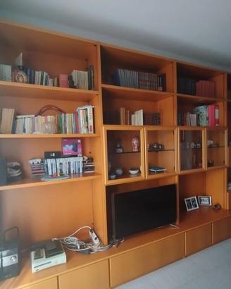 Grande Parete Attrezzata / Libreria in Legno + Cub