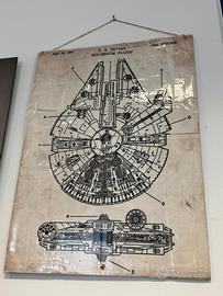 Vecchio Poster Millenium Falcon 55x45. StarWars