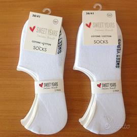 6 Paia Calzini Fantasmini Bianco Uomo/Donna