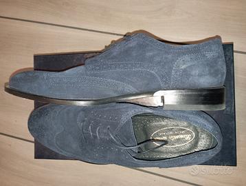 Scarpe Lancaster stringate uomo blu camoscio 44