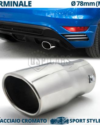 TERMINALE di Scarico OVALE Obliquo INOX CROMATO