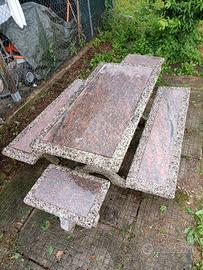 Tavolo da giardino in cemento e granito